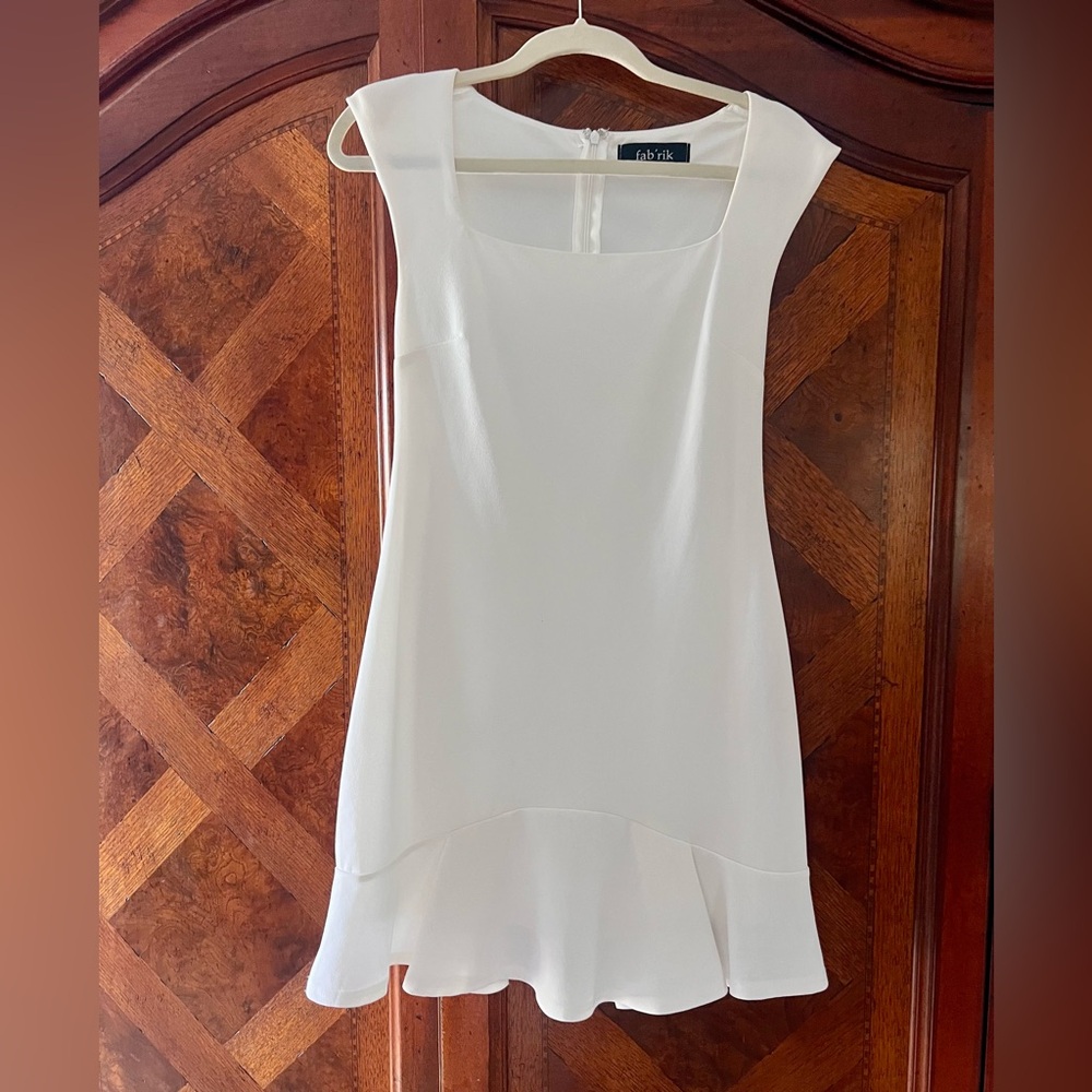 Fabrik White Sleeveless Square Neck Dress